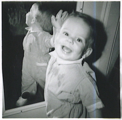 Bart looking into mirror-baby